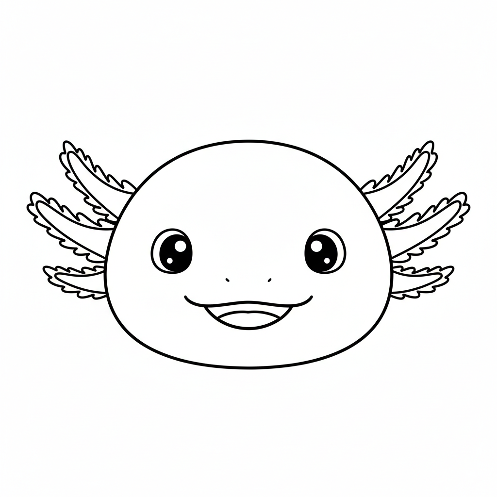 cute axolotl coloring page face