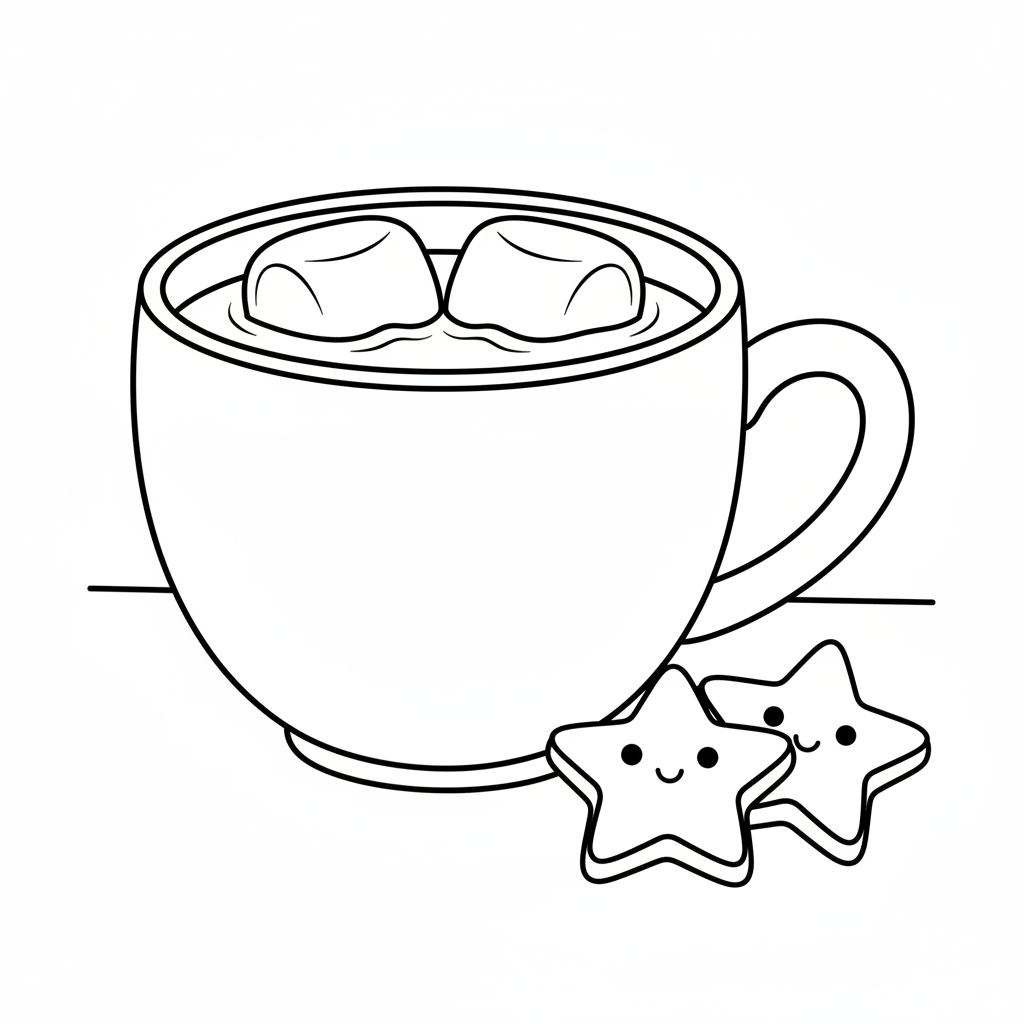 hot chocolate star cookies coloring page