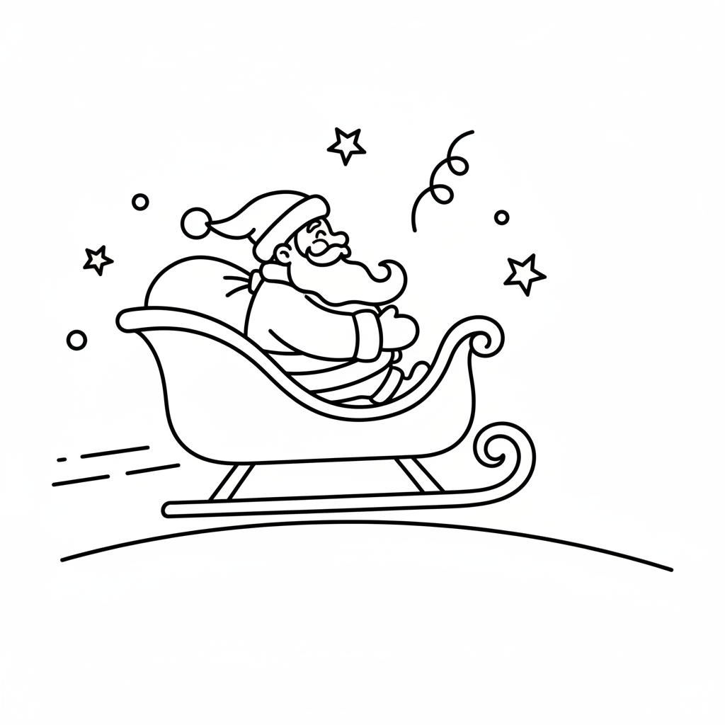 santa claus sleigh coloring page