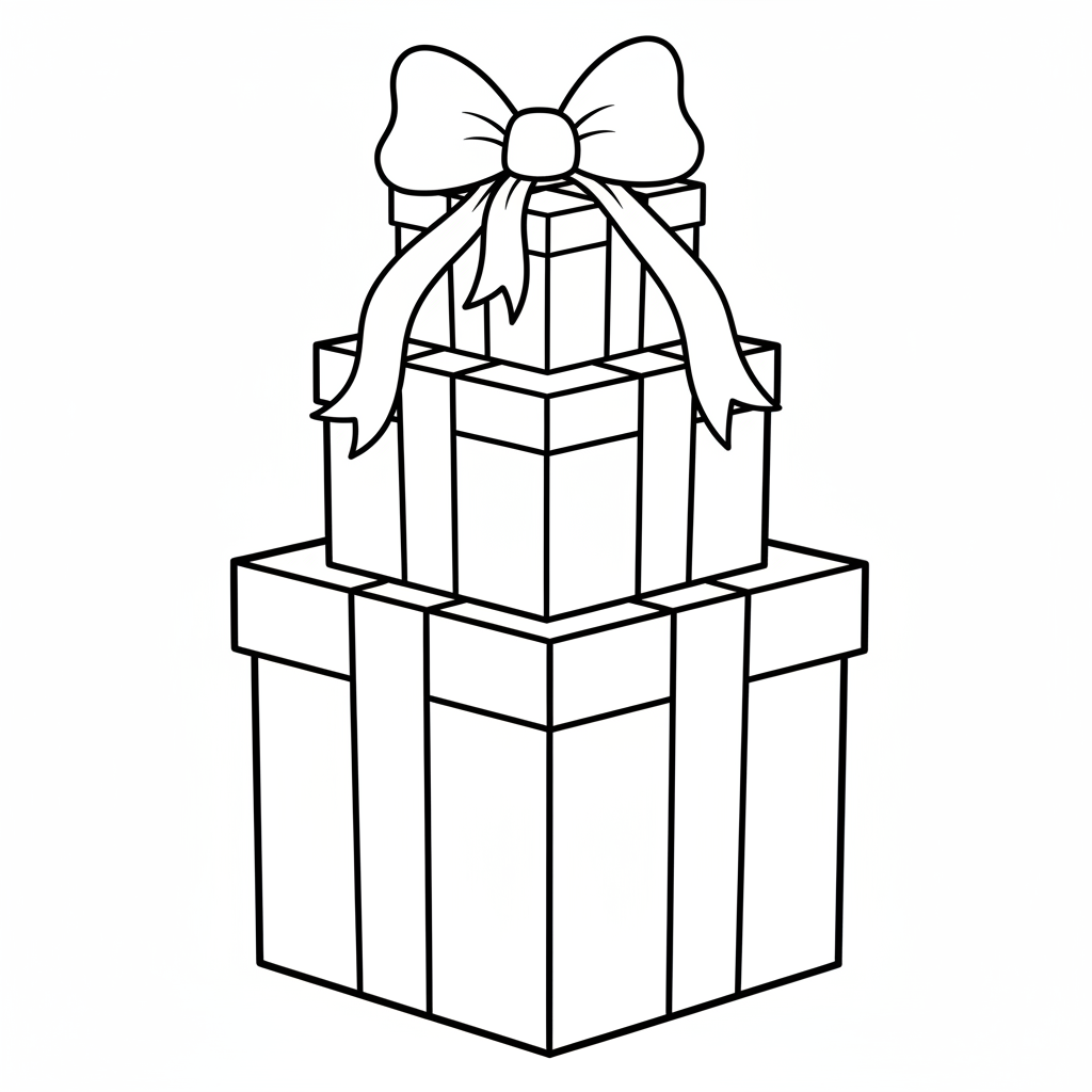 stacked gift boxes coloring page