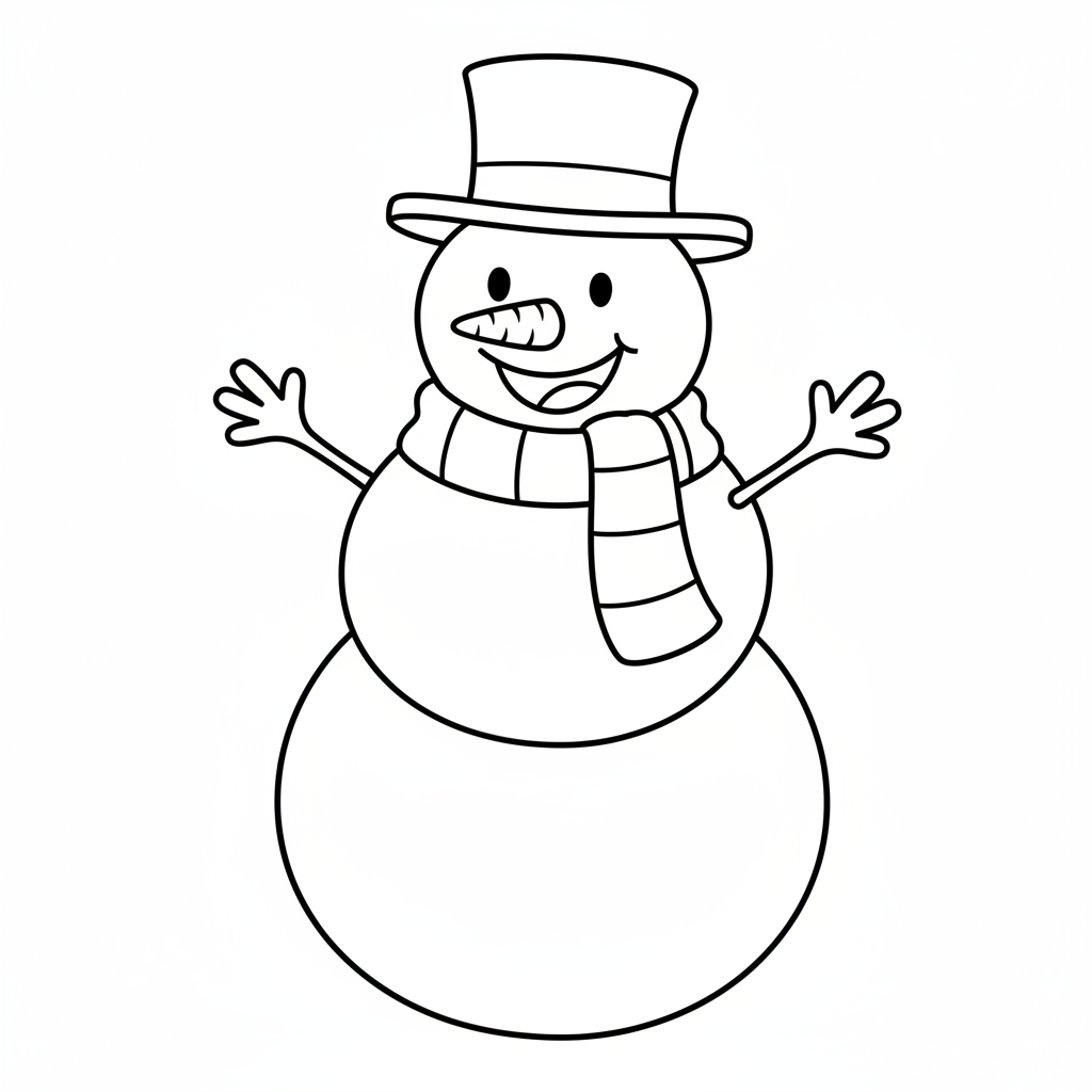 cheerful snowman coloring page